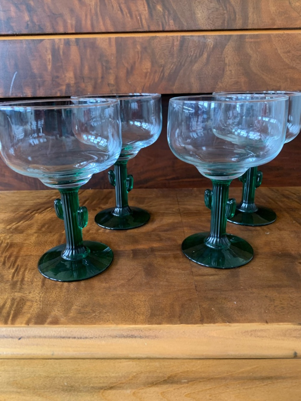 Libbey Cactus-Stem Margarita Glasses in Green - Set of 4